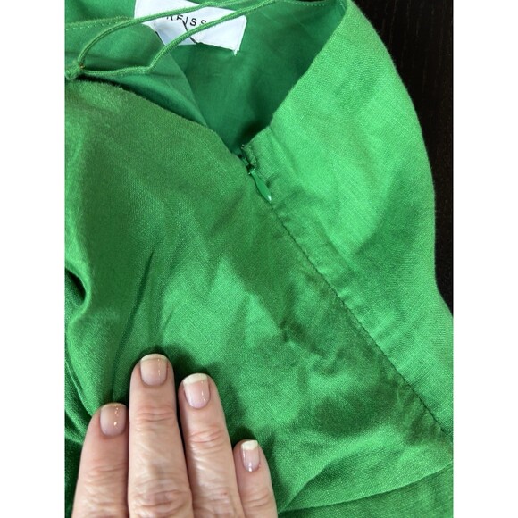Reiss Esme Wrap Dress Bright Green Size 10 Reiss Linen Dress Bright Green Midi - Picture 9 of 14